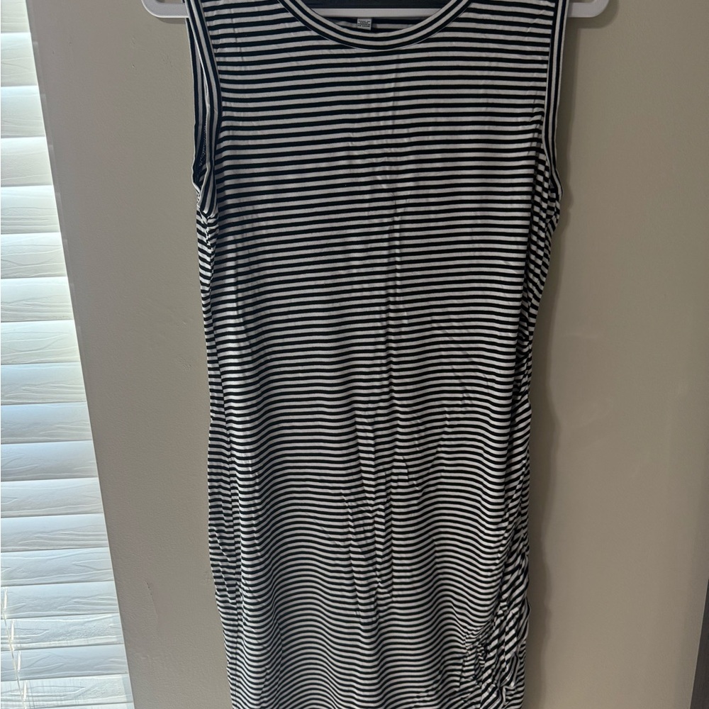 love, Fire Black and White Striped Midi Dress